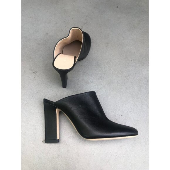 WANDLER woman's black leather Mules heels clogs size 38.5 - Picture 11 of 11